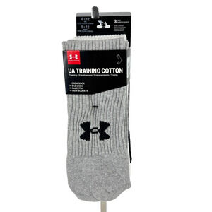 Under Armour Men’s Training Cotton Socks 3 Pairs Crew Gray White Black Large NEW